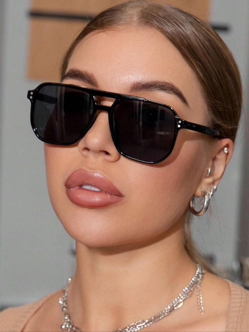 Unisex Vintage Aviator Sunglasses, Trendy Casual Tinted Lens Sunglasses for Everyday Use, Fashion Accessories for Outdoor Activities, Trendy Styling Sunglasses