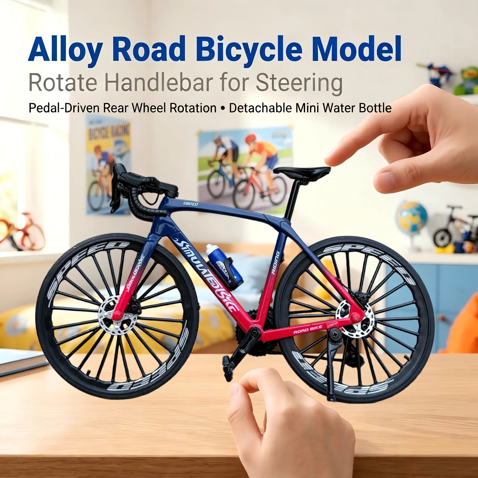 More Than Just an Ornament! 1:6 Alloy Road Bicycle Toy Model. Featuring Toy Figures And Vehicle Model Cars, It Is Absolutely Perfect Whether As a Gift for Little Boys at Home Or a Collectible Display Piece