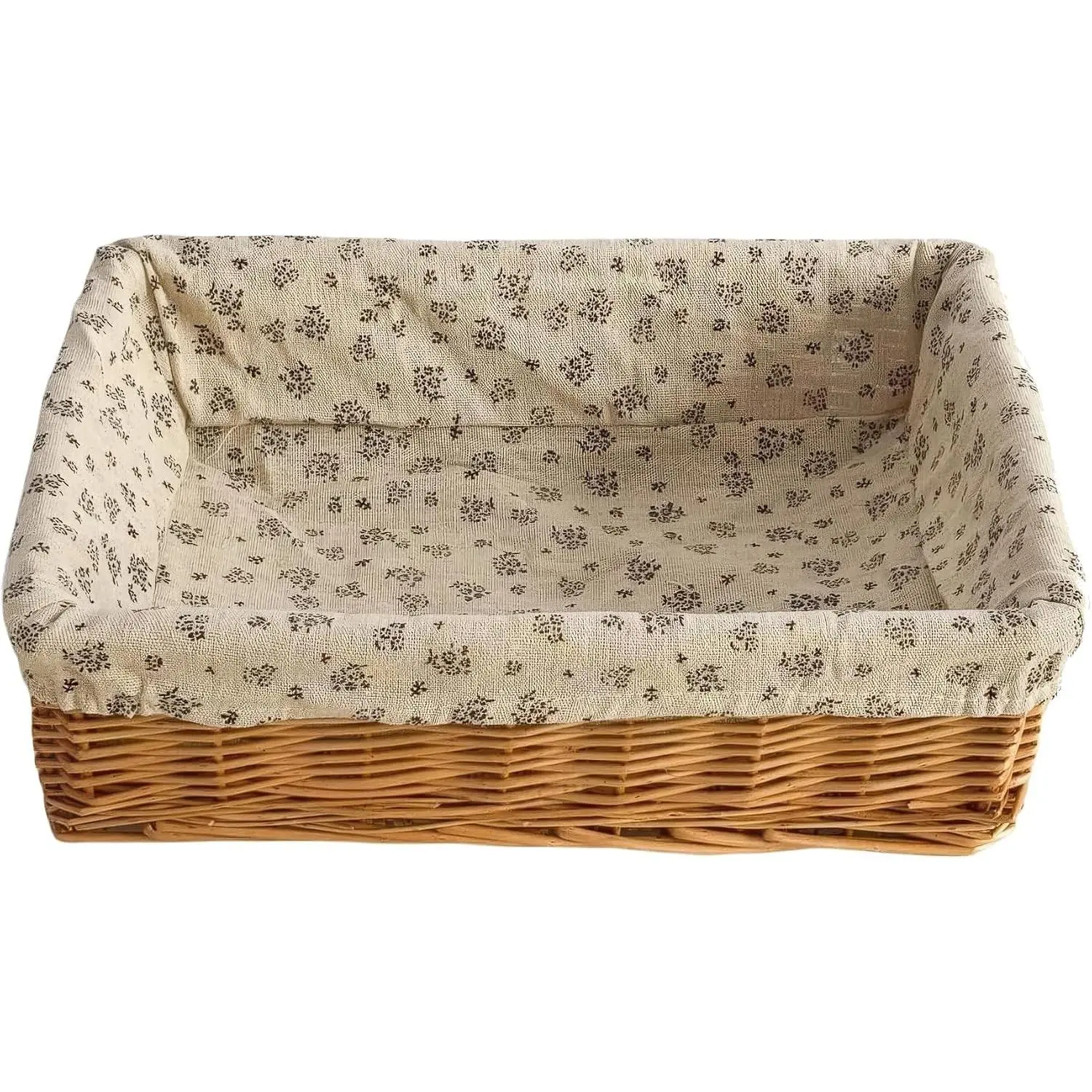 Storage basket,Woven handmade baskets for storage with liners,Rectangle storage bins for shelves,Closet,Organizing (Wicker)
