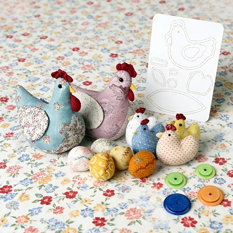 Chicken-themed Patchwork Sewing Template (with 4 tracing tools and hen family motifs) - a colorful handmade guide for quilting, handcrafting, Easter crafts, compatible with sewing machines and hand sewing