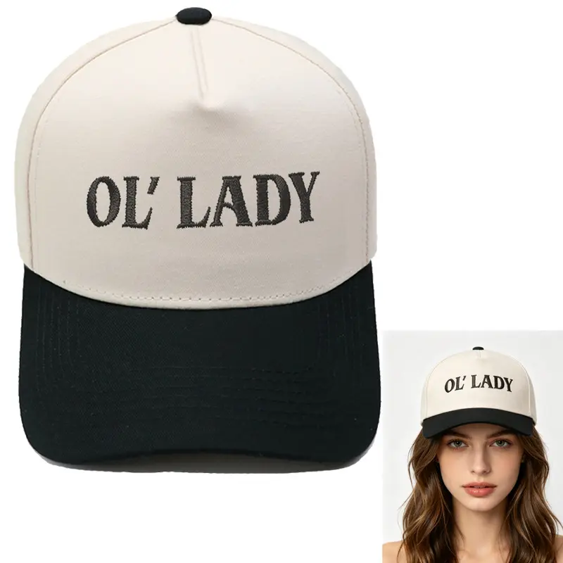 Baddie Main Character Energy Ol Lady Baseball Cap Cotton Canvas Black Brim Hat Y2K Viral Clean Girl Biker Wife Aesthetic Daily Sun Visor