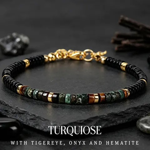 Green Agate & Tiger's Eye Exquisite Bracelet: Attract Wealth & Prosperity. Skin-Friendly, Unisex Daily Wear.