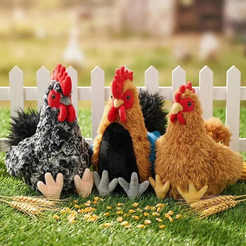 2026 New Simulation Chubby Rooster Hen Black-bone Chicken Fluffy Simulation Animal Poultry Stuffed Soft Lifelike Huggable Pillow