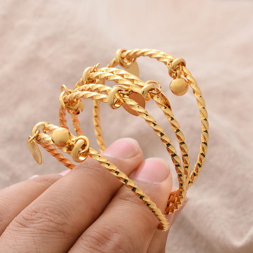 Ethiopian /Arab/African Lucky Bell Baby Kids Children Gold Color Birthday Bangle Bracelet Jewelry Gift