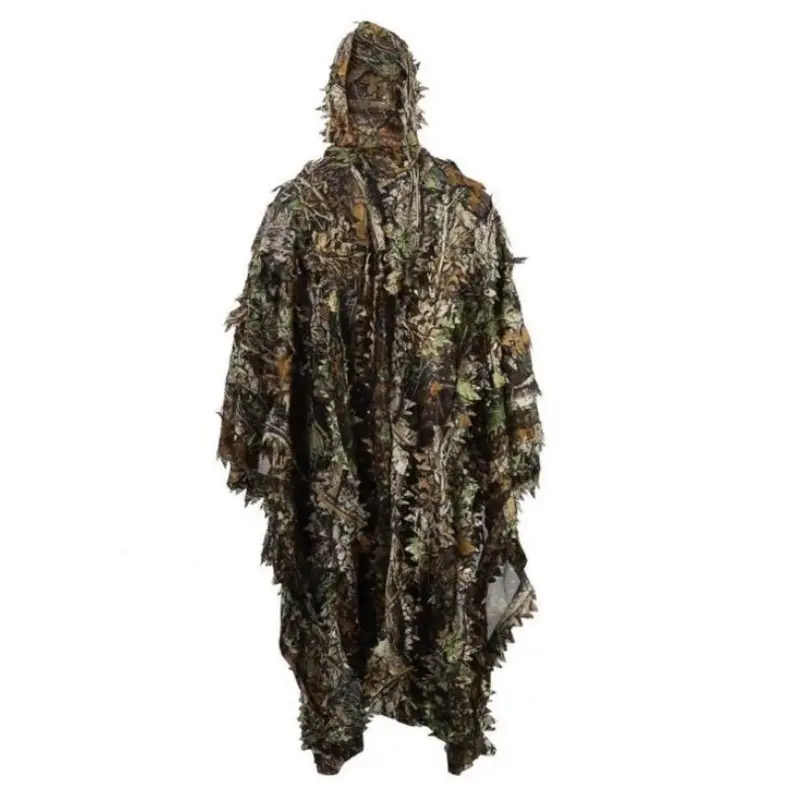 Outdoor Cape Camouflage Leaf Maple cloak Camo Breathable Ghillie Suit Set, Bio Mimicry Bird Watching Stealth Clothing, Hunting Gear