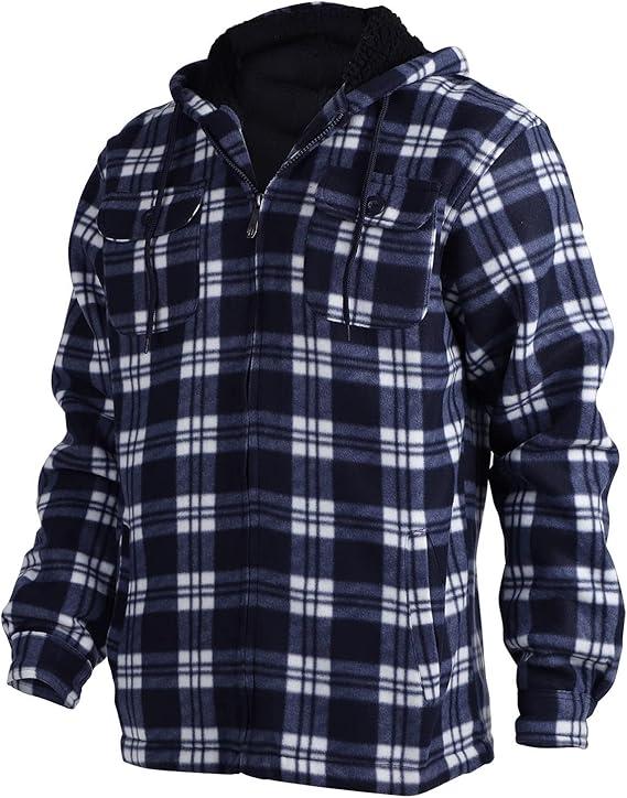 Heavy Thick Flannel Plaid Jacket Sherpa Fleece Lined Hoodies for Men Zip Up Winter Warm Coat Buffalo Zipper Sweatshirt Men's Winter Casual Outfits