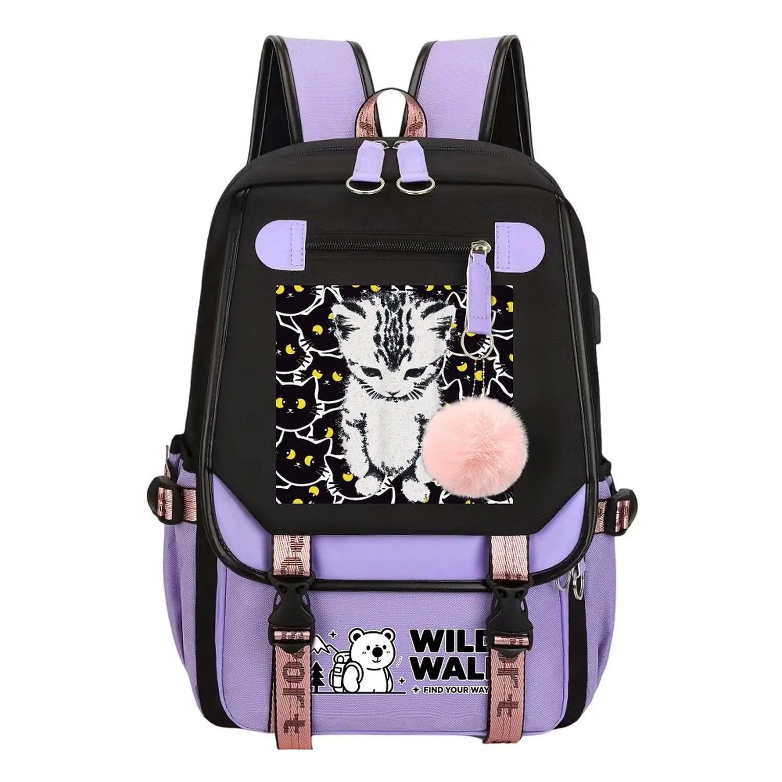 El Gato Sad Kitten Print Backpack for Boys & Girls, Teen Student School Bag, Large Capacity Backpack,  Water-Resistant Durable Design, Multi-Pocket Organizer, Perfect Birthday & Holiday Gift 11.4” × 18.1”