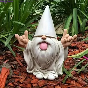 Funny Gnome Garden Statue, Tongue Out Resin Ornament, Cute Novelty Yard Decor for Lawn, Patio, Outdoor Garden and Home Decoration