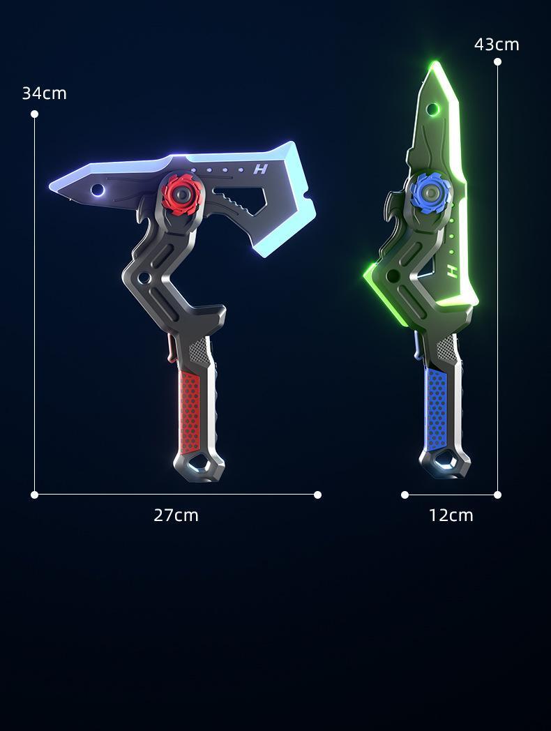 2-in-1 Sword & Axe Prop for Boys, 7-Color Luminous Spray Transformable Light Saber, Glowing Cosplay Weapon Prop, Interactive Deformable Axe-Sword Gift with Lights, Fun Role-Play Prop for Kids lead street