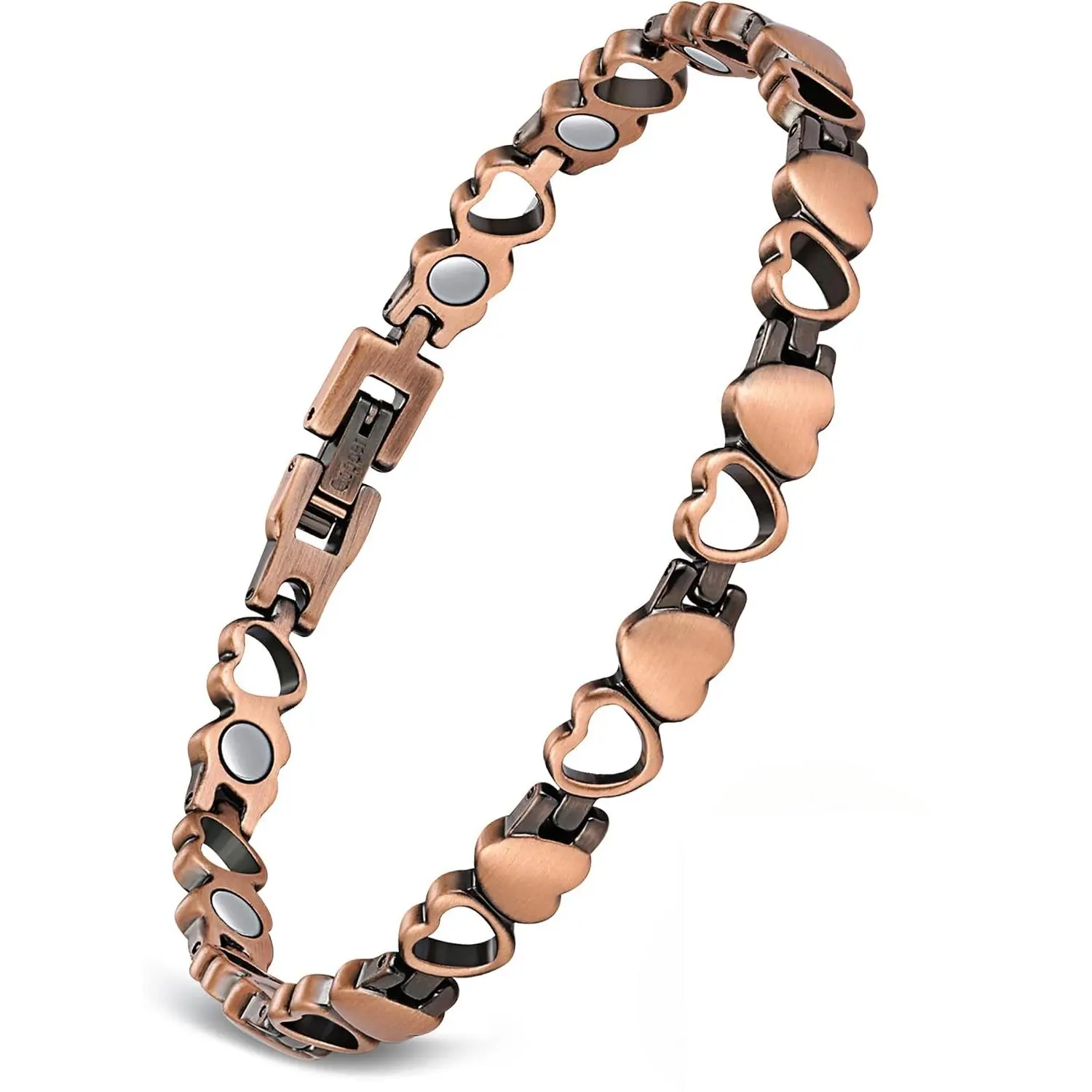 Copper Material Bracelets & Bangles for Female, Fashion Open Heart Design with Strong Magnets, 22 cm Adjustable Jewelry, Copper Cuff Bracelet, Open Heart Design Bracelets & Bangles