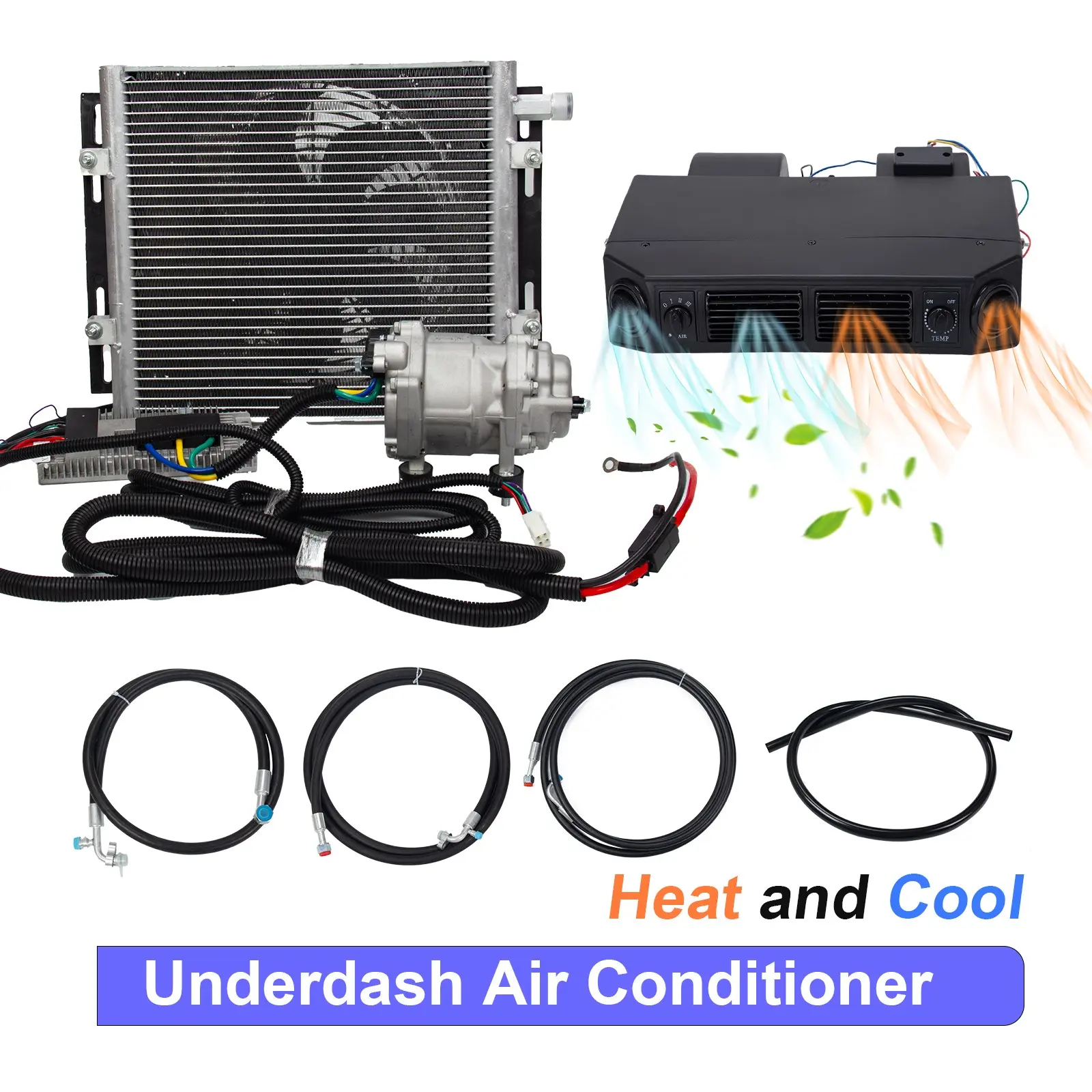 12V Car Air Conditioner Electric Underdash A/C Kit Compressor Cooling & Heating quick-connect plug quick-release buckle marine use rv step paddle deadbolt 