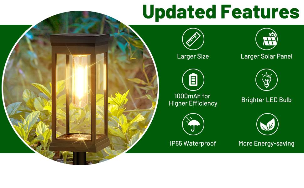 Solar Pathway Lights Outdoor, 8-Pack Large LED Solar Light Outdoor Waterproof, Super Bright Outside Lights for Yard, Sun-Powered Landscape Lighting for Garden Walkway, Warm White