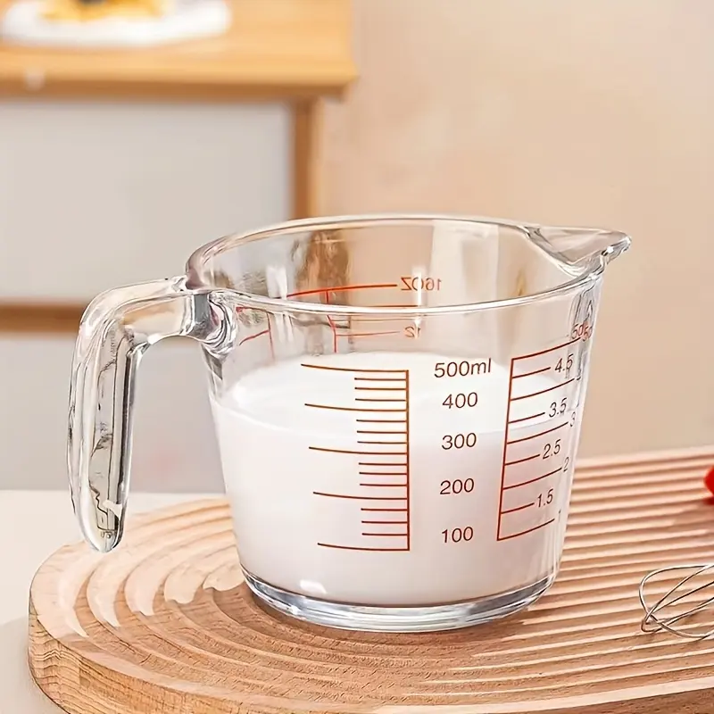 Extra-large Glass Measuring Cup | 32 Ounces, 4 Cups or 1000 Milliliters, 10 Deciliters, Graduated Scale, Multi-Purpose Measurement for Liquids and Dry Ingredients, Red - Kitchen Tool