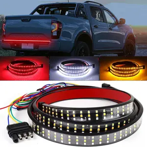 LED Lights for Cars 60-Inch LED Tailgate Light Bar Strip with FallWarning Signal, Triple Row Turn Signals, IP67 Waterproof, Red& Amber Bright LEDs,Ambient Lighting Light Bar