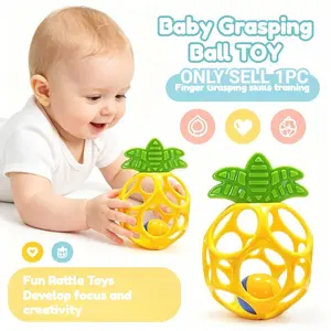 1pc Pineapple-Shaped Rattle Ball | Early Education Material, Teaching Aid, Interactive Sensory Toy. Hollow design enhances grip and dexterity, ideal holiday gift, perfect for exercise, play, and development.