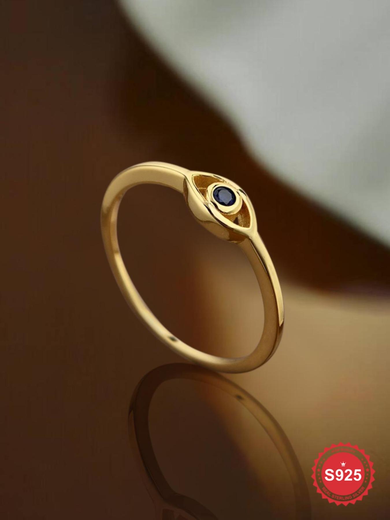 925 Sterling Silver Vintage Eye Design Ring, Fashion Artificial Zircon Decor Ring, Vintage Inspired Ring for Party, Daily Decor, Trendy All-match & Exquisite Jewelry for Gift, Vintage Rings