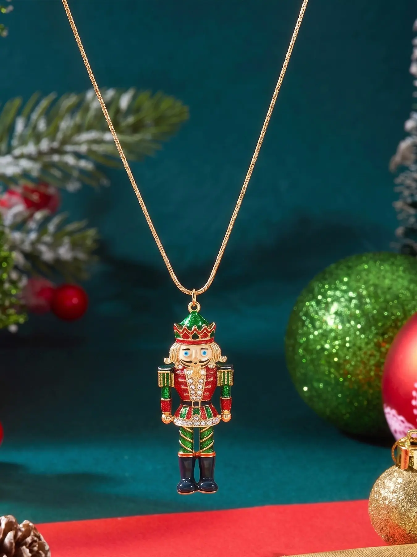 Christmas Soldier Nutcracker Necklace, Gift Necklace, Stainless Steel Chain, Sexy Style, Plain Pattern, All Seasons Jewelry, Batch D260908-3