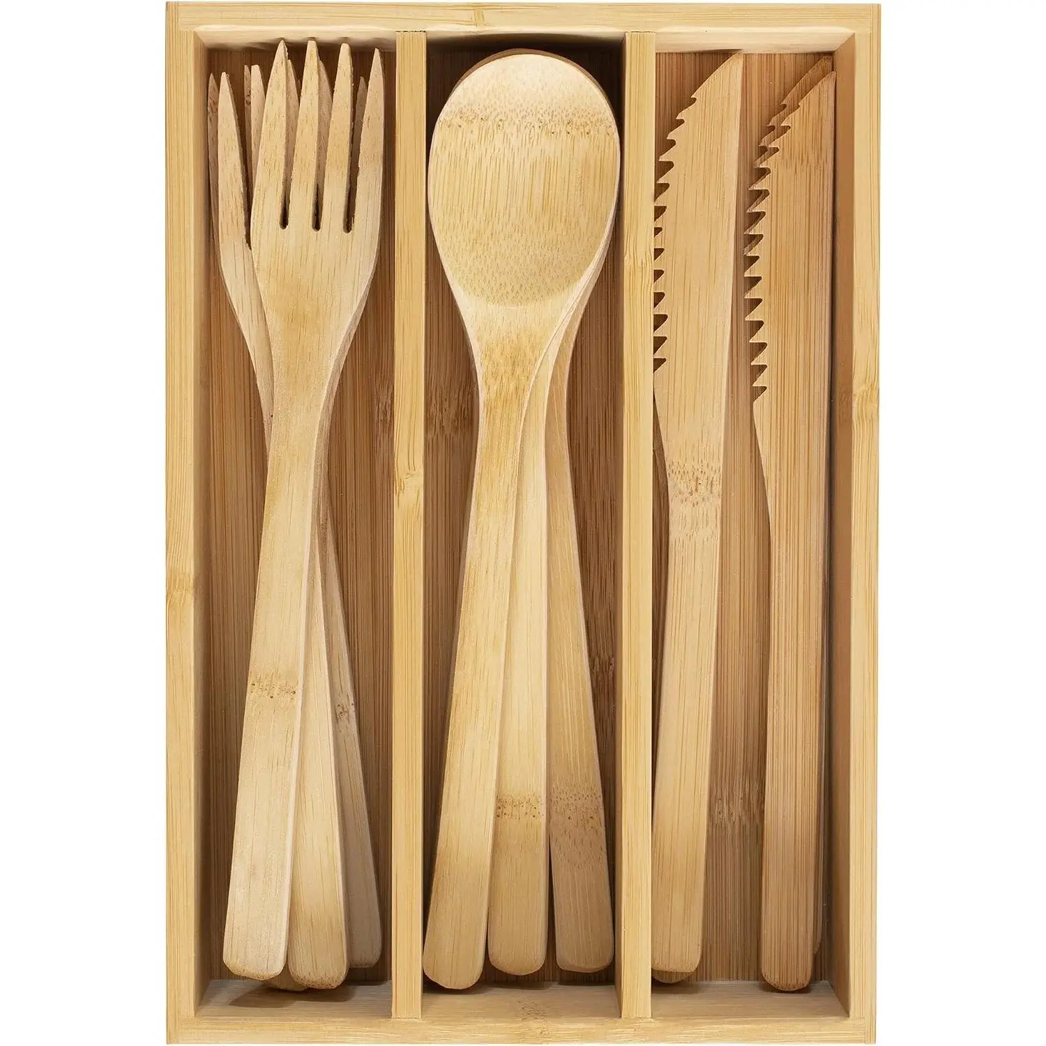 12-Piece Reusable Bamboo Flatware Set with Travel Case