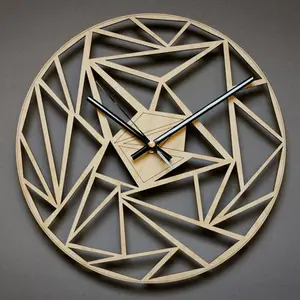 Geometric pattern analog wall clock aesthetic clock Hanging Clocks Wall Nordic Wooden Wall Clocks Modern Design Silent Creative Wall Watches Clock Wood Home Decor Unique