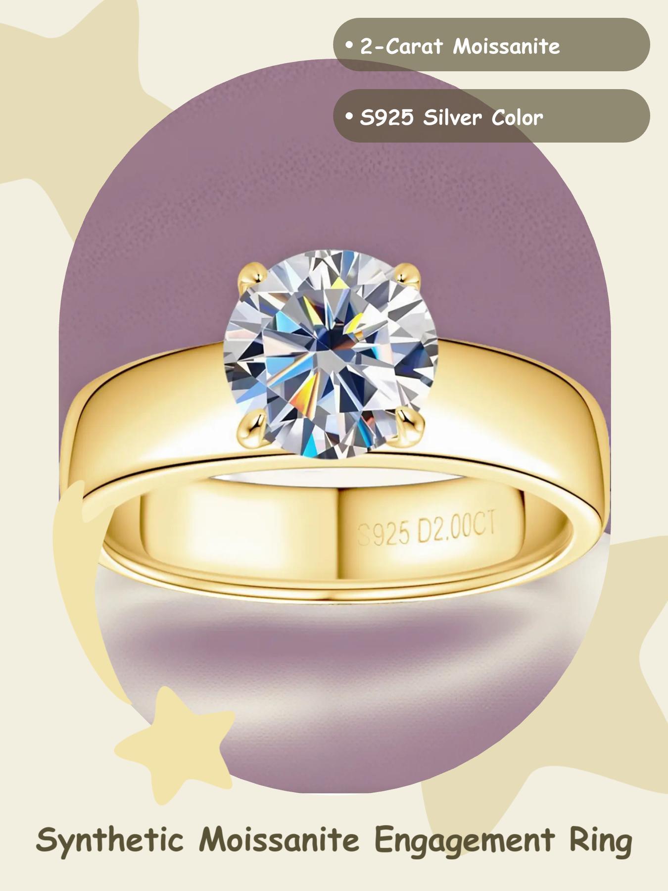 2024 New Style Synthetic Moissanite, S925 Sterling Silver Classic Four Claw Ring, Moissanite Rings, Fashion Jewelry Accessories for Women & Men