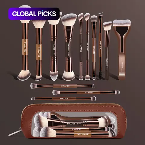 MAANGE 13pcs Makeup Brush Set with Cosmetic Bag, Foundation Brush Loose Powder Brush Blush Brush Contour Brush Concealer Brush Eyeshadow Brush Eyebrow Brush, Essential Beauty Tools Kit, Perfect for Daily Use and Travel, High-Quality Cosmetics
