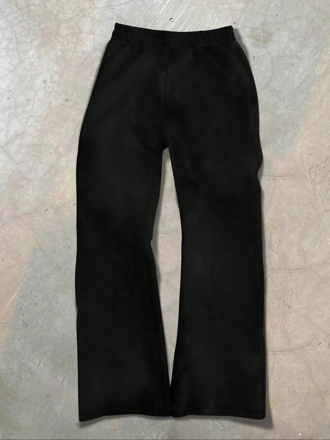 Men's Casual Sporty Wide-Leg Pants, Cross Pattern Long Sweatpants, Men's Loose-Fit Clothing for All Seasons, Drawstring Waist Baggy Pants, Athleisure Style Sweatpants, Graphic Print Sweatpants