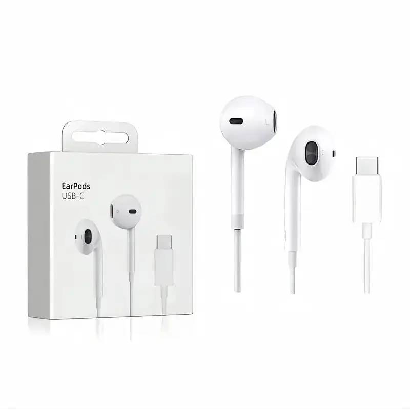 USB Type C Wired Earbuds With Volume Control HiFi Stereo Hands Free Headphones Compatible With iPhone Devices With Type C Input Port