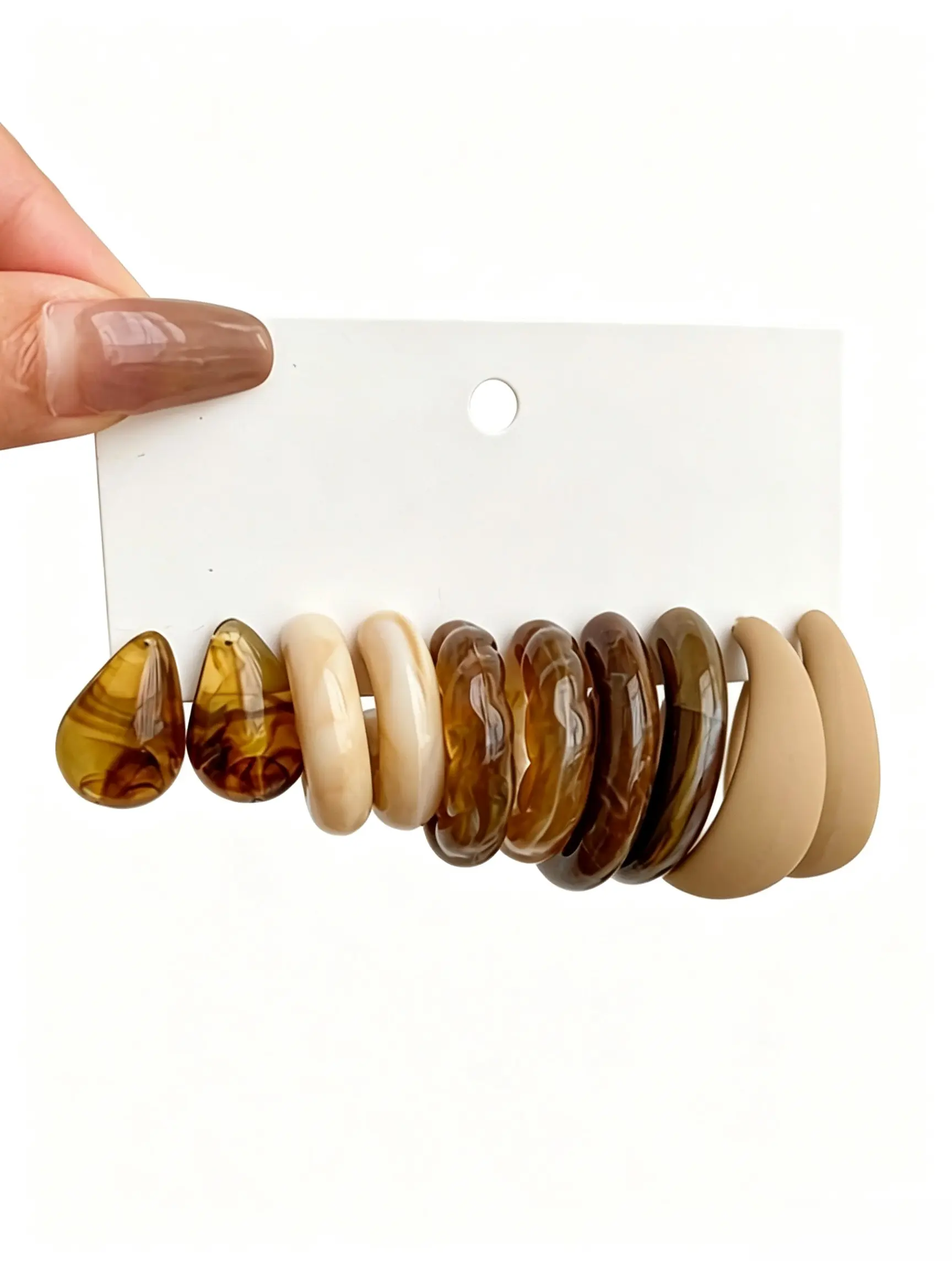 5 Pairs Exaggerated Dark Frosted Resin Earrings Set, Elegant Casual Style, Perfect for Daily Wear and Music Festivals, Ideal Gift