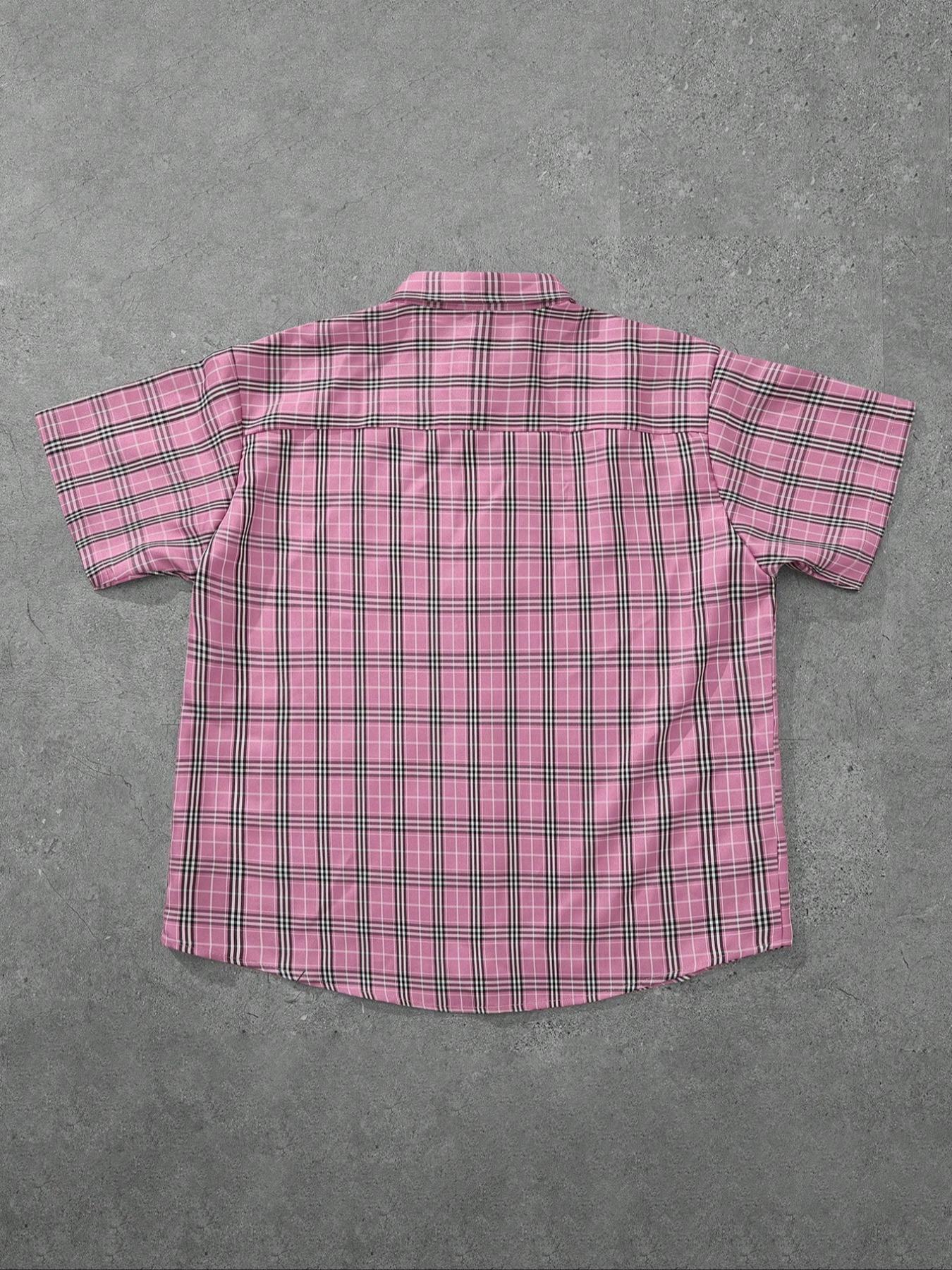 Men's Letter Print Short Sleeve Button Front Shirt, Regular Fit Casual Street Soft Comfy Collared Top for Daily Wear, Men's Clothes for All Seasons, Casual Trendy Shirt