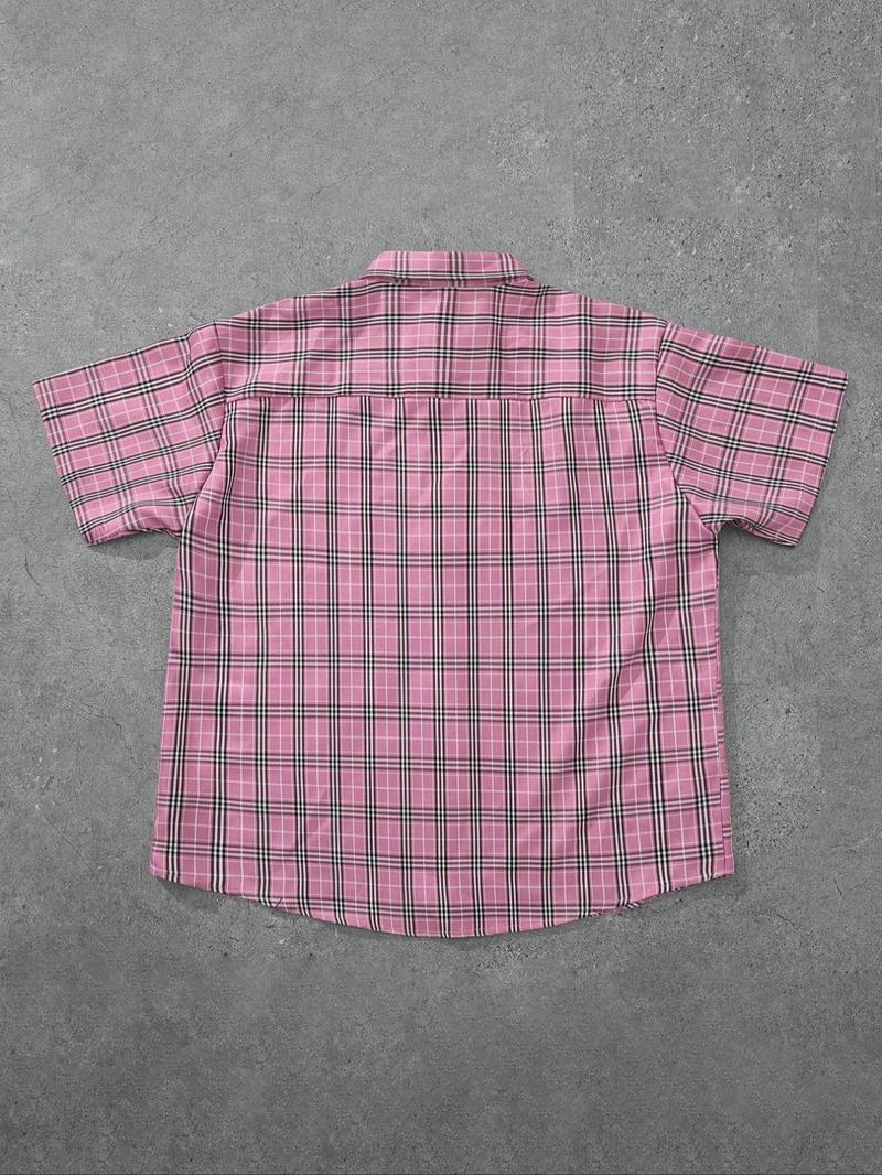 Men's Letter Print Short Sleeve Button Front Shirt, Regular Fit Casual Street Soft Comfy Collared Top for Daily Wear, Men's Clothes for All Seasons