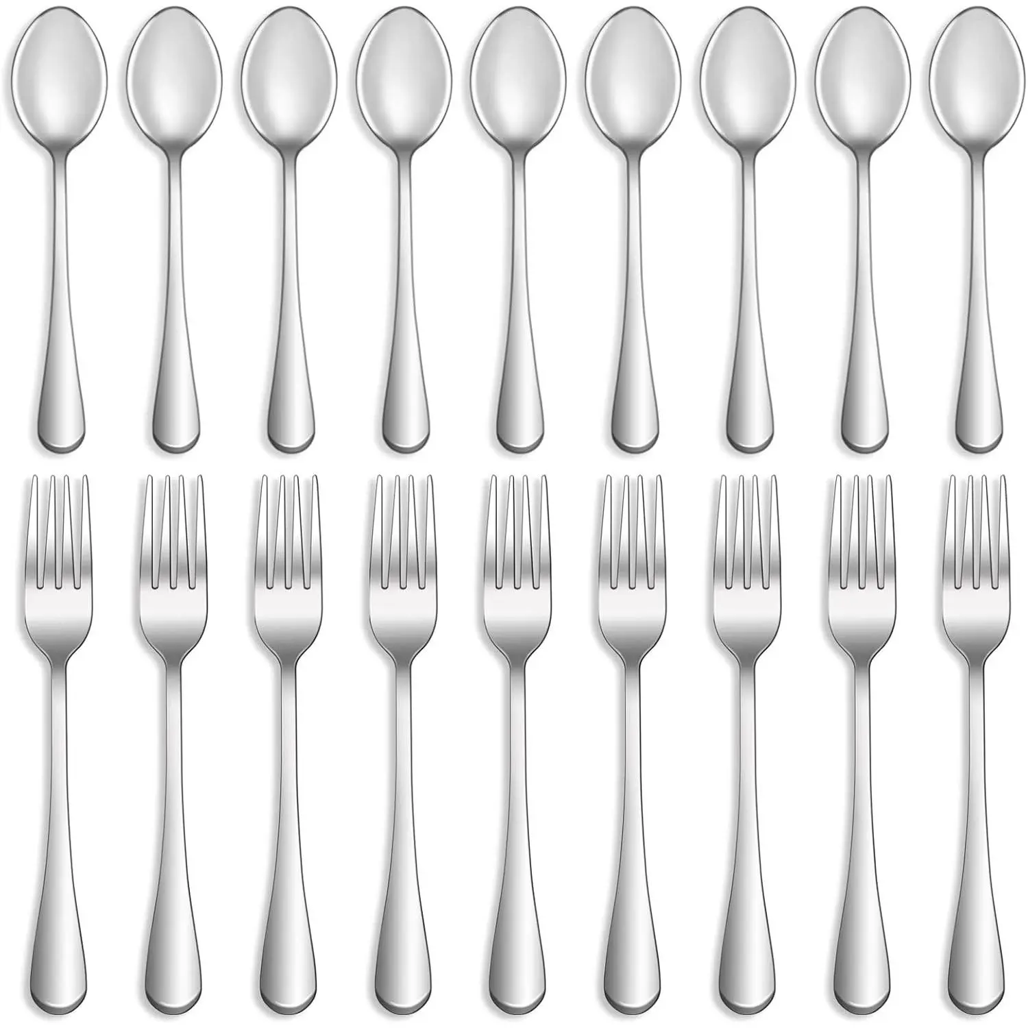 8 Pcs Food Grade Stainless Steel Silverware Set, Forks and Spoons Flatware Cutlery for Home Kitchen Restaurant, Mirror Polished, Dishwasher Safe - 4 8-inch Dinner Forks & 4 6.5-inch Teaspoons