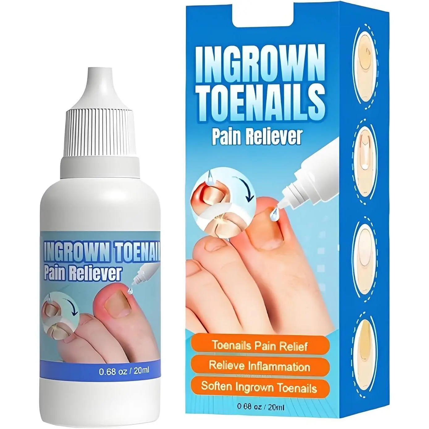 Toenail and Cuticle Care Solution, precision-tip applicator, white, 20ml, 1 bottle | Narrow-tip design allows for precise application around the nail edges; features a screw-cap closure; suitable for at-home foot care, soothing, and repair.