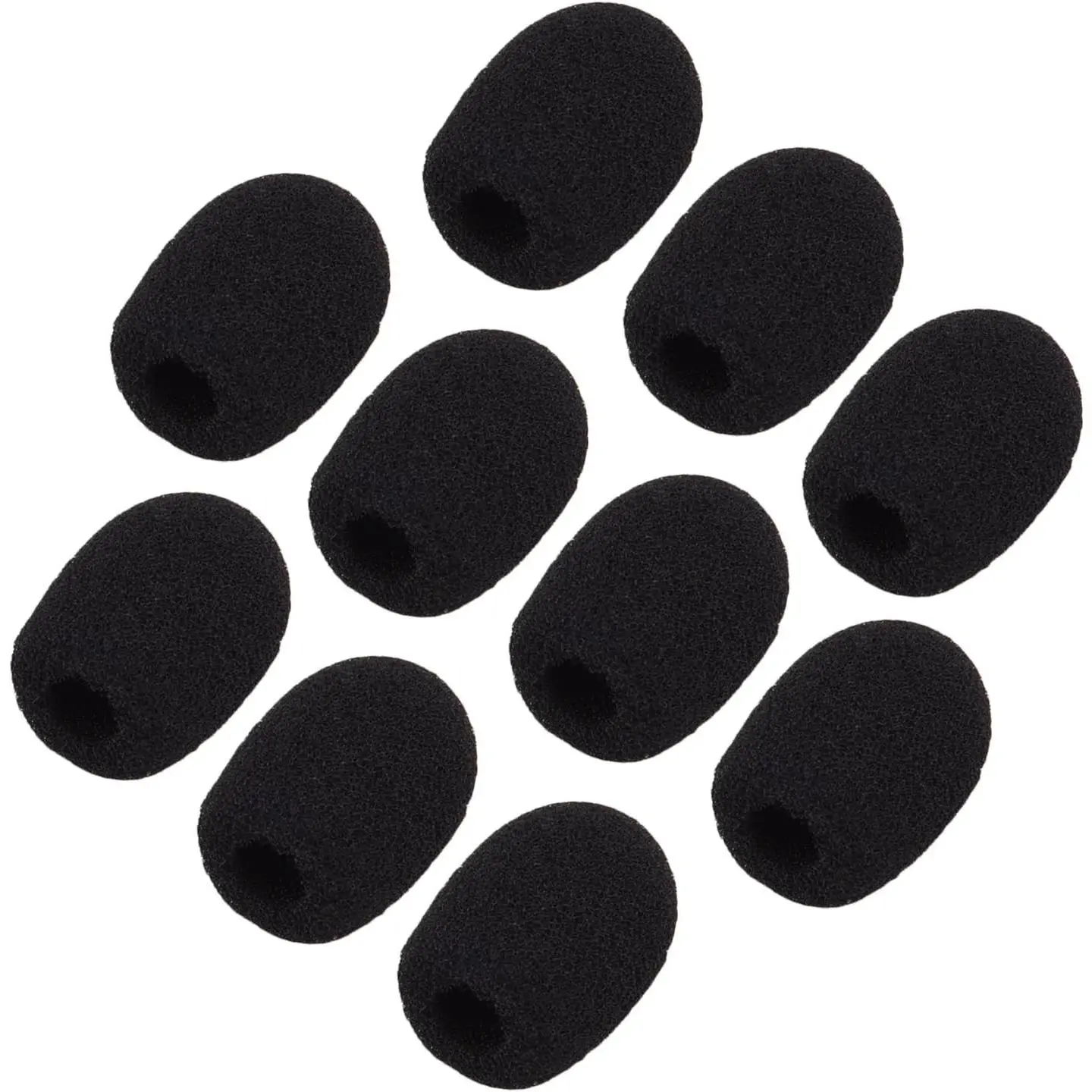 10-Pack Black Synthetic Lapel Microphone Windscreen Covers, Small Mini Headset Windscreens for Audio Lapel Mics