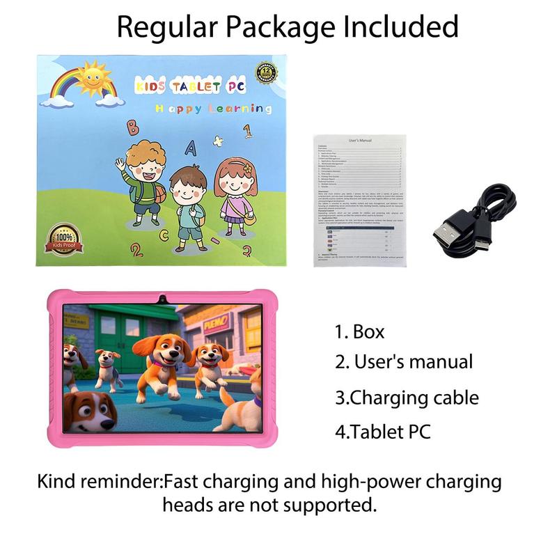 10.1 Inch Tablet, Android Tablet with Parental Control Function, Educational & Entertainment Tablet with Silicone Case, Ideal Gift Choice