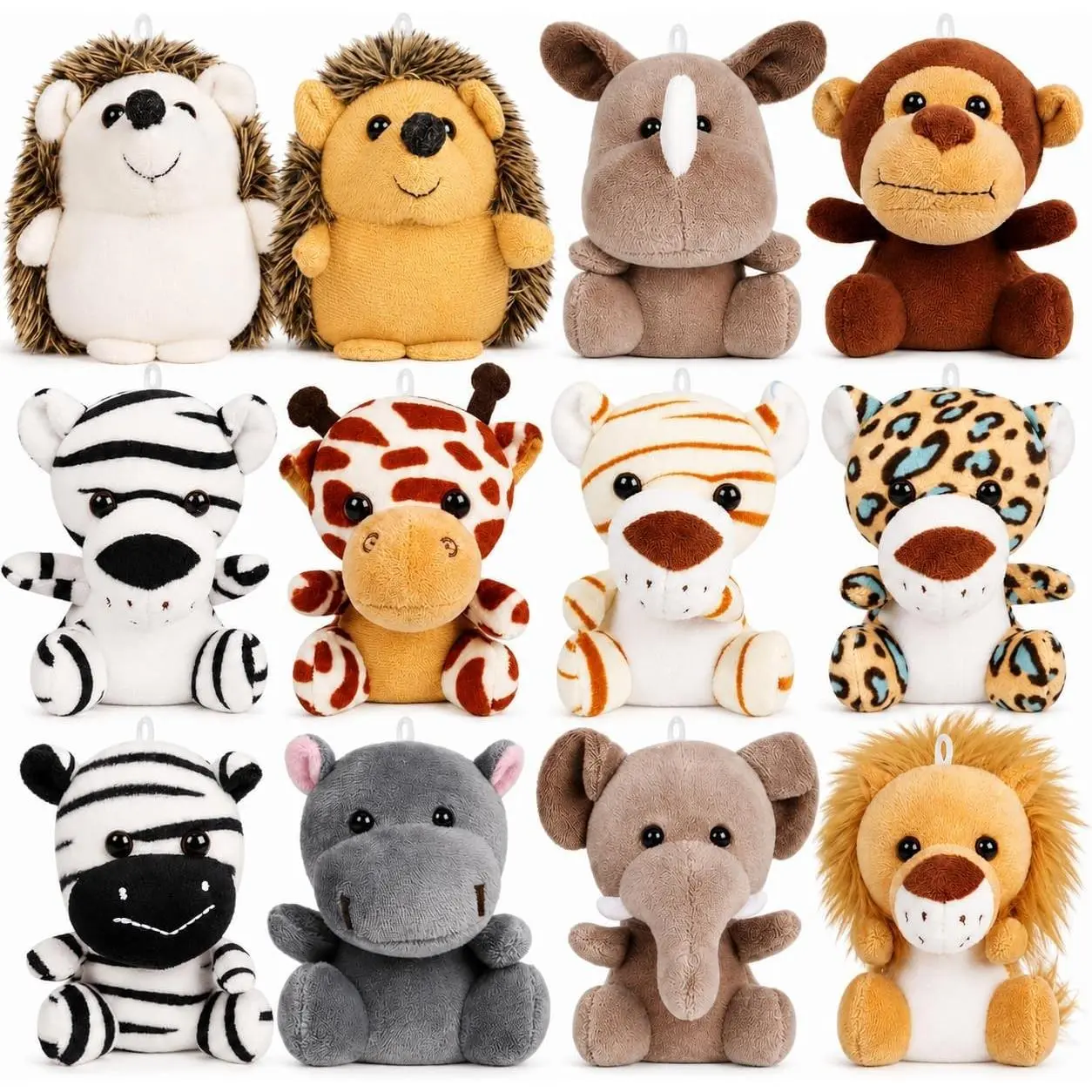 12 Pack Small Stuffed Animals Bulk, 4.5 Inch Mini Plush Toys, Treasure Box Toys for Classroom, Party Favors for Kids, Plush Keychain, Claw Machine Prizes, Baby Shower Decorations
