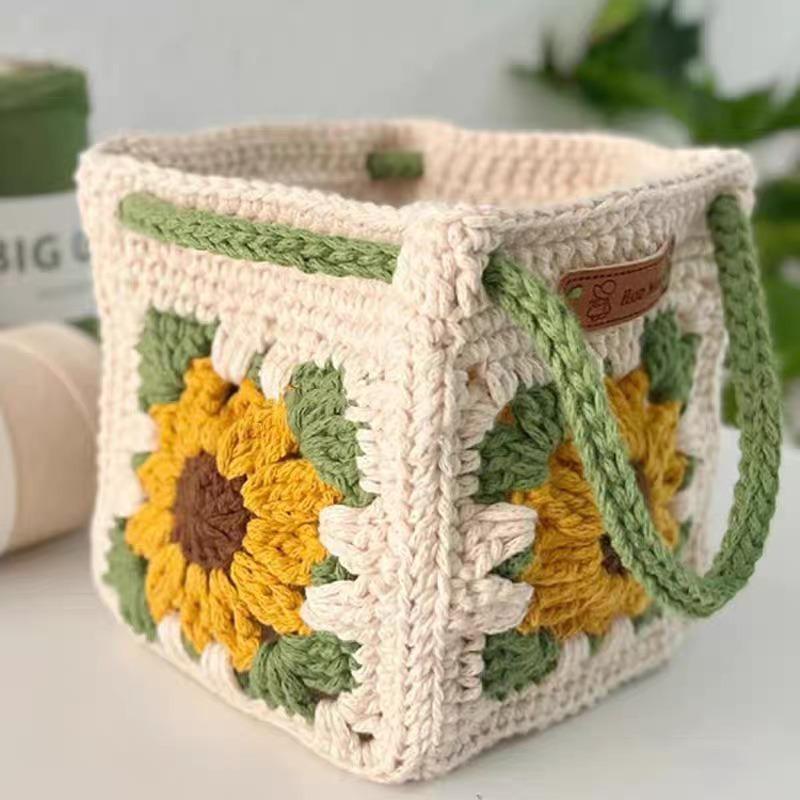 DIY Crochet Granny Square Bag Kit for Women, Handmade Knitting Yarn Pack with Crochet Hooks, DIY Crossbody Bag Making Supplies