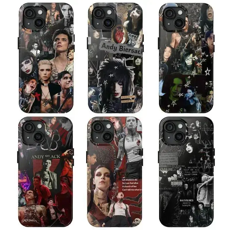 Andy Biersack Black Veil Brides 2026 Tour Custom Smartphone Cover - Emo Rock Band Fan Merch Art, Edgy Grunge Aesthetic Polycarbonate Rubber Shell, Durable Shockproof Protection, Accessory for iPhone 11 Pro Max/12-17 Pro Max/Plus, Samsung Galaxy S23-25