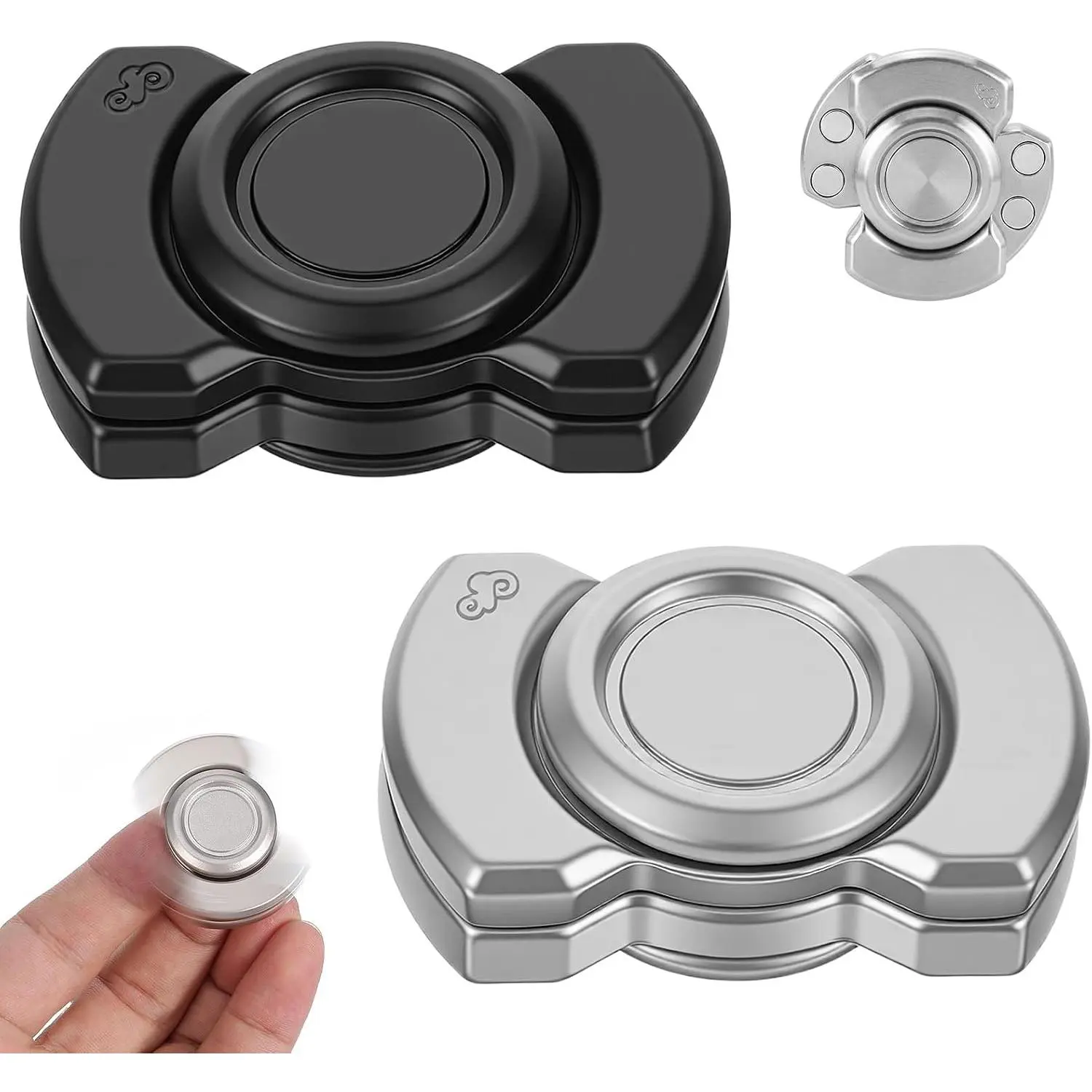2Pcs Metal Slider Clicker, 3-in-1 Fidget Toy, ADHD Stress Relief | Compact Stress Relief Spinner, ADHD Cool Gadget, Fun Gifts for Adults