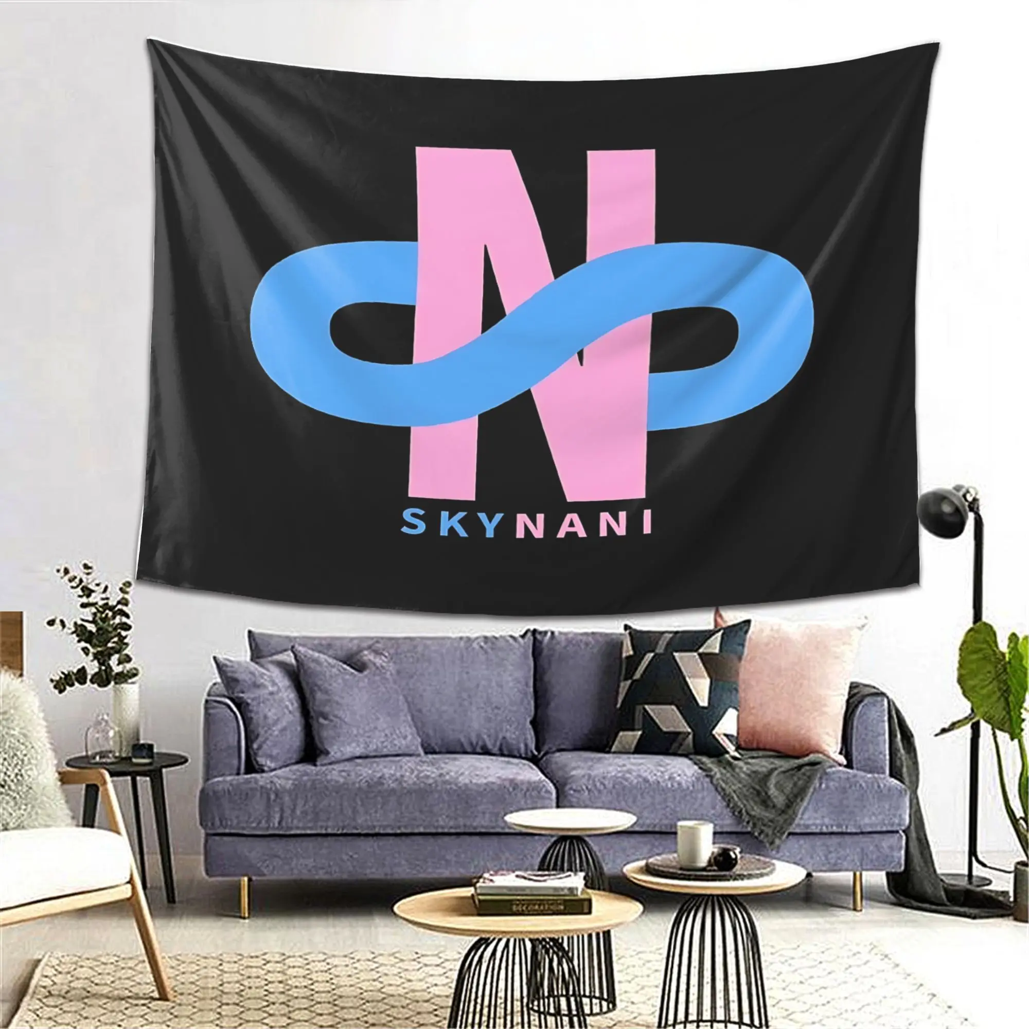 1pc Skynani Logo Tapestry |   Fashionable Lightweight Durable Polyester Fiber Wall Art, Peach Light Tapestry - Multifunctional Bedroom and Living Room Wall Decor, Suitable for All Seasons, Ideal Choice for Home Decoration