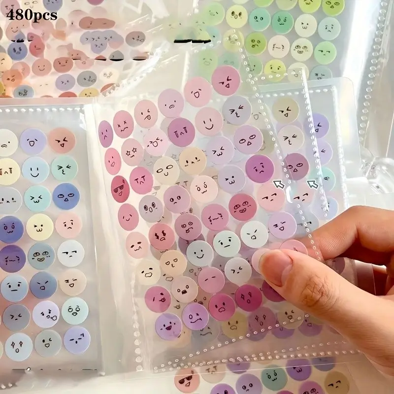 480pcs Unique Emoji Stickers, Cute Happy Sad Funny Transparent Stickers, Ideal for Scrapbooks Notebooks Water Bottles Luggage DIY Gifts, Cool Stickers