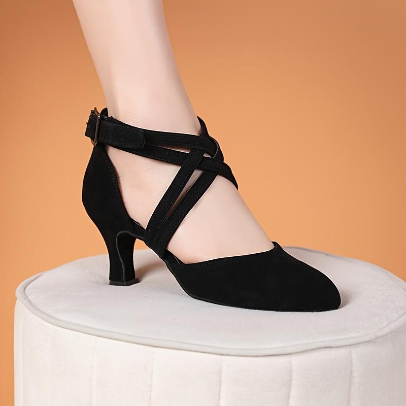 [Elegant Black Dance Shoes] Lightweight Elegant Black Indoor Dance Shoes - Comfortable Fabric Lining, Genuine Sole, Chic Crisscross Ankle Straps - Ideal for Ballroom & Latin Dancing for Women Blueberry Basketweave Women's Flats Silver Mix Knot Point Flats