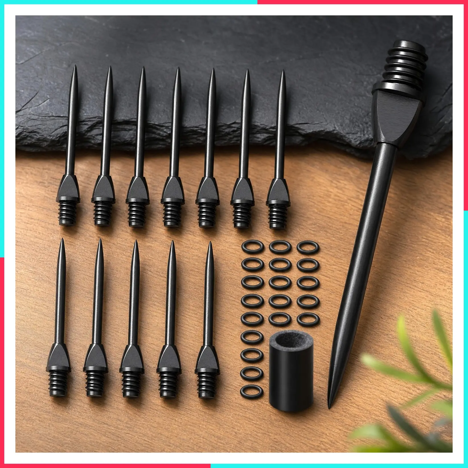 12pcs Steel Dart Tips, 2BA Soft Tip Dart Converter with Removal Tool, 20pcs Rubber O-Rings and Sharpener, Professional Darts Accessories Kit