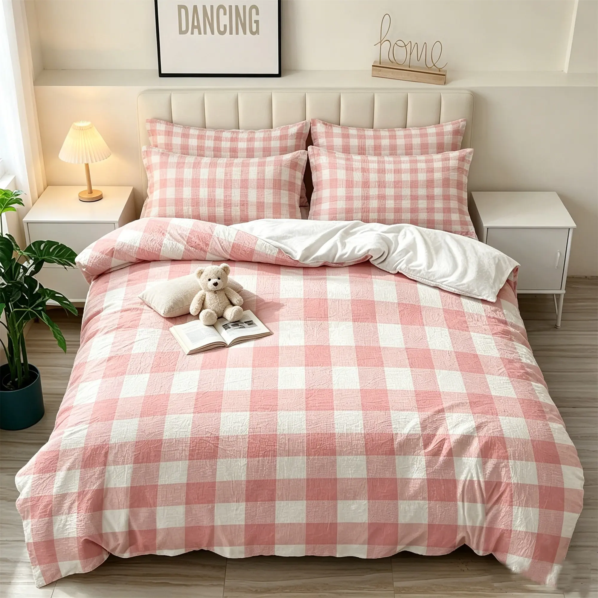 3-Piece Bedding Set, Includes 1 Duvet Cover and 2 Pillowcases, Plaid Print, Soft Comfortable Breathable, Multiple Sizes