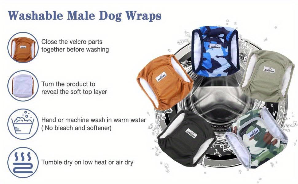 Belly Bands for Male Dogs 5 Pack Washable Dog Diapers Reusable Male Dog Pee Wraps with 5pcs Dog Diaper Liners for Doggie in Incontinence Or Excitable Urination And Training, XS/S/M/L/XL