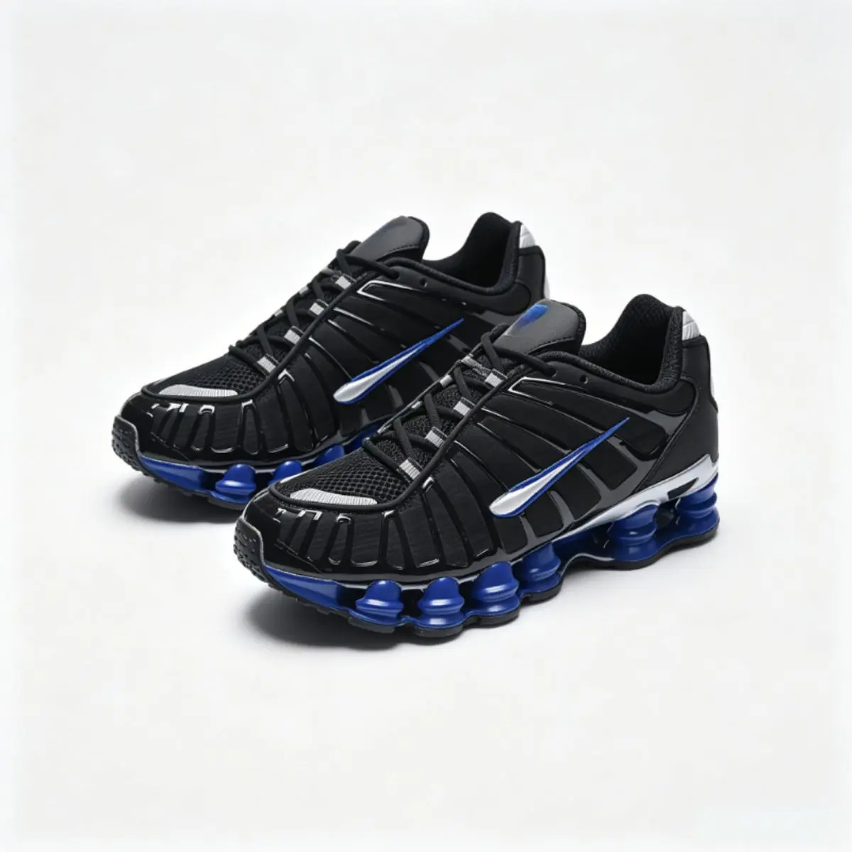 Men's Retro Multi-Spring Cushion Running Sneakers - Male Sports Shoes with Breathable Mesh Fabric, Lace-Up Fit, Glossy Support Strap, Shock-Absorbs, Non-Slip Thick Flexible Outsole, Lightweight Street Look for Workout Walking