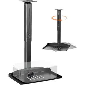 PUTORSEN Universal Projector Ceiling Mount with Tray & 360° Swivel Arm, Adjustable Projector Shelf, Hidden Cable Management,No Hole Installation Holds up to 22lbs for Home Theater & Office, Black