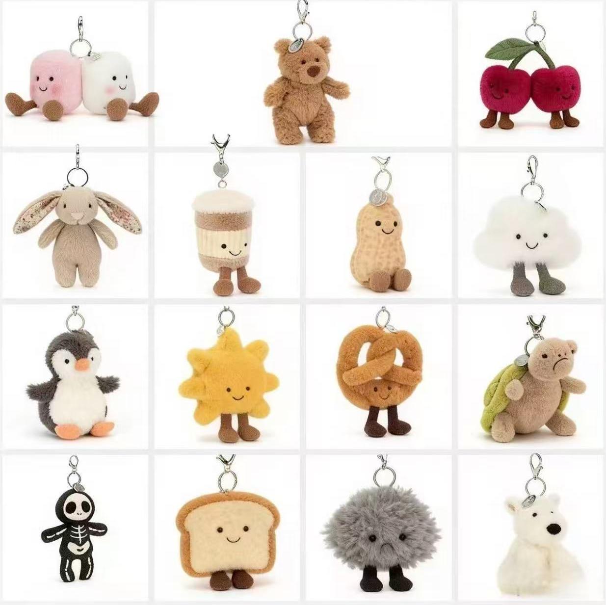 Cute Plush Keychain Set Assorted Animal Designs Lightweight Durable Bag Charm for Keys Backpack Luggage Gift for Her Valentines Day