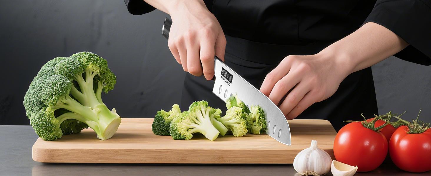 MDHAND Chef Knife Set with Roll Bag, 9PCS Professional Knife Sets with Sharpener, High Carbon Stainless Steel Japanese Kitchen Knives - Black Pakkawood Handle, Dishwasher Safe, For Cooking, Chef Gifts