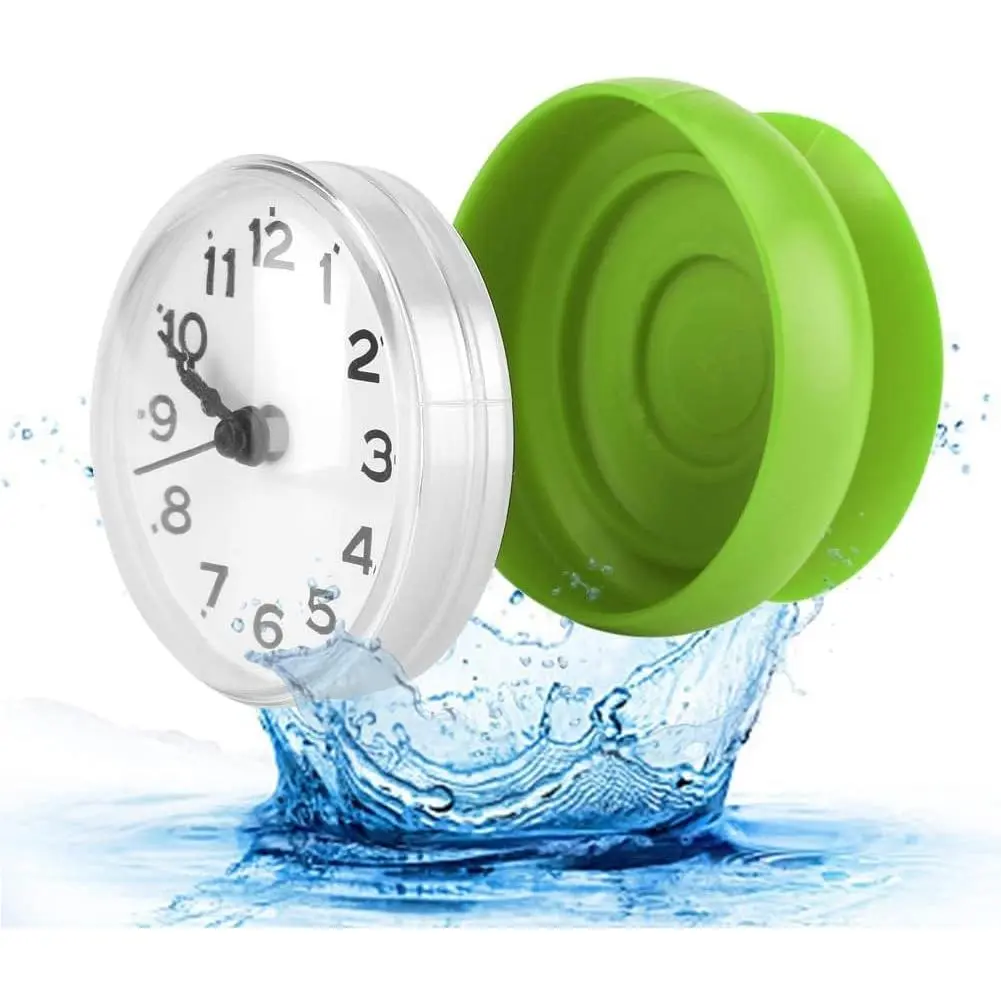 Bathroom Clock, Suction Cup Wall Clock Bath Shower Clock for Kitchen Bathroom (Green)