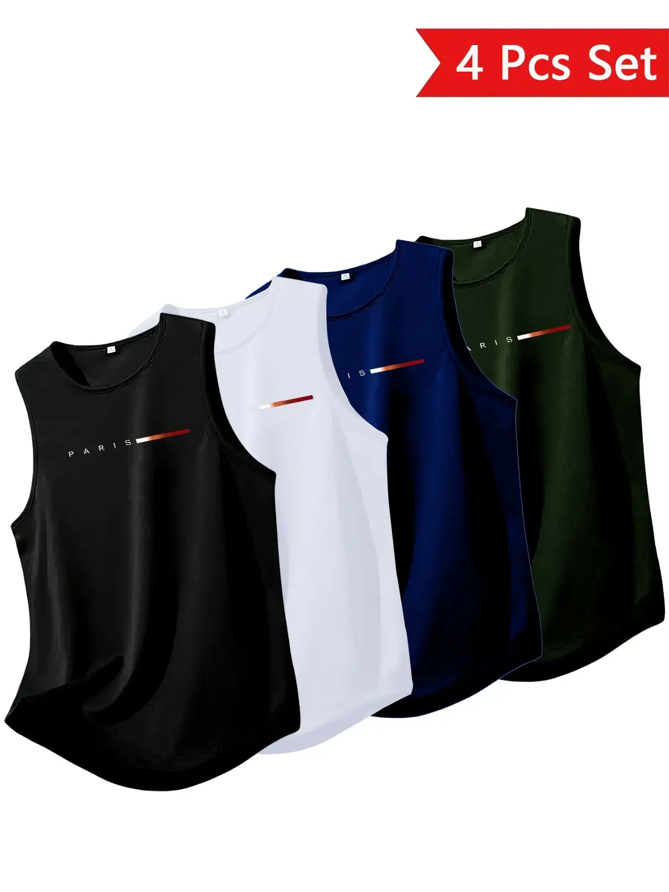 4-Pack Summer Fashion Gym Muscle Men's Sports Tank Tops, Breathable Sweat-Wicking Loose Fit Sleeveless Quick-Dry Basketball Shirts